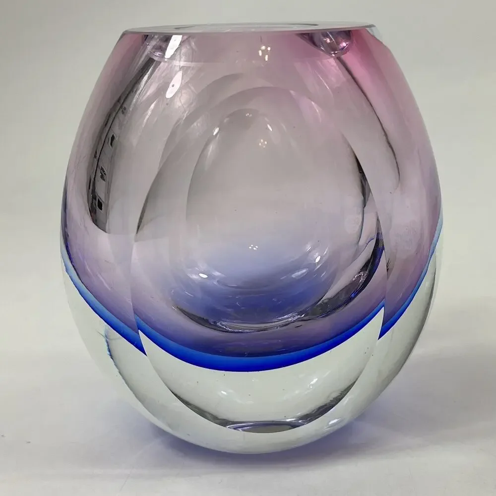Vintage Murano Sommerso Vase Designed By Flavio Poli for Seguso Blue Pink Violet
